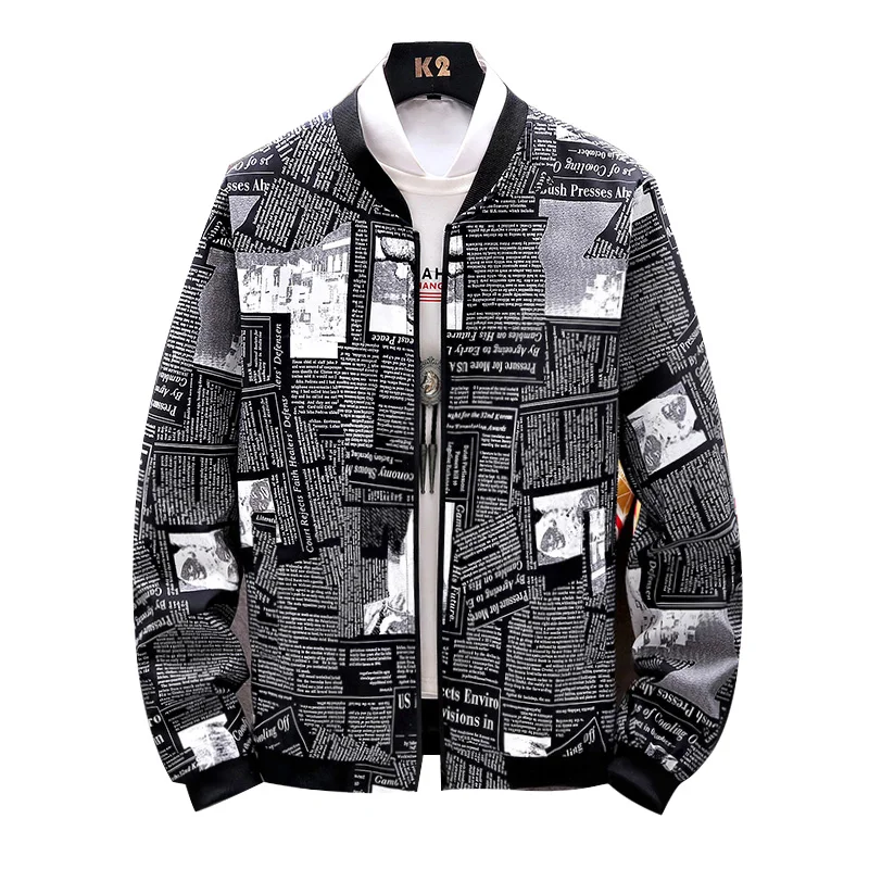 YASUGUOJI New 2022 Spring and Autumn Boutique Japanese Style Print Stand Collar Mens Jacket Casual Slim Fit Male Coat