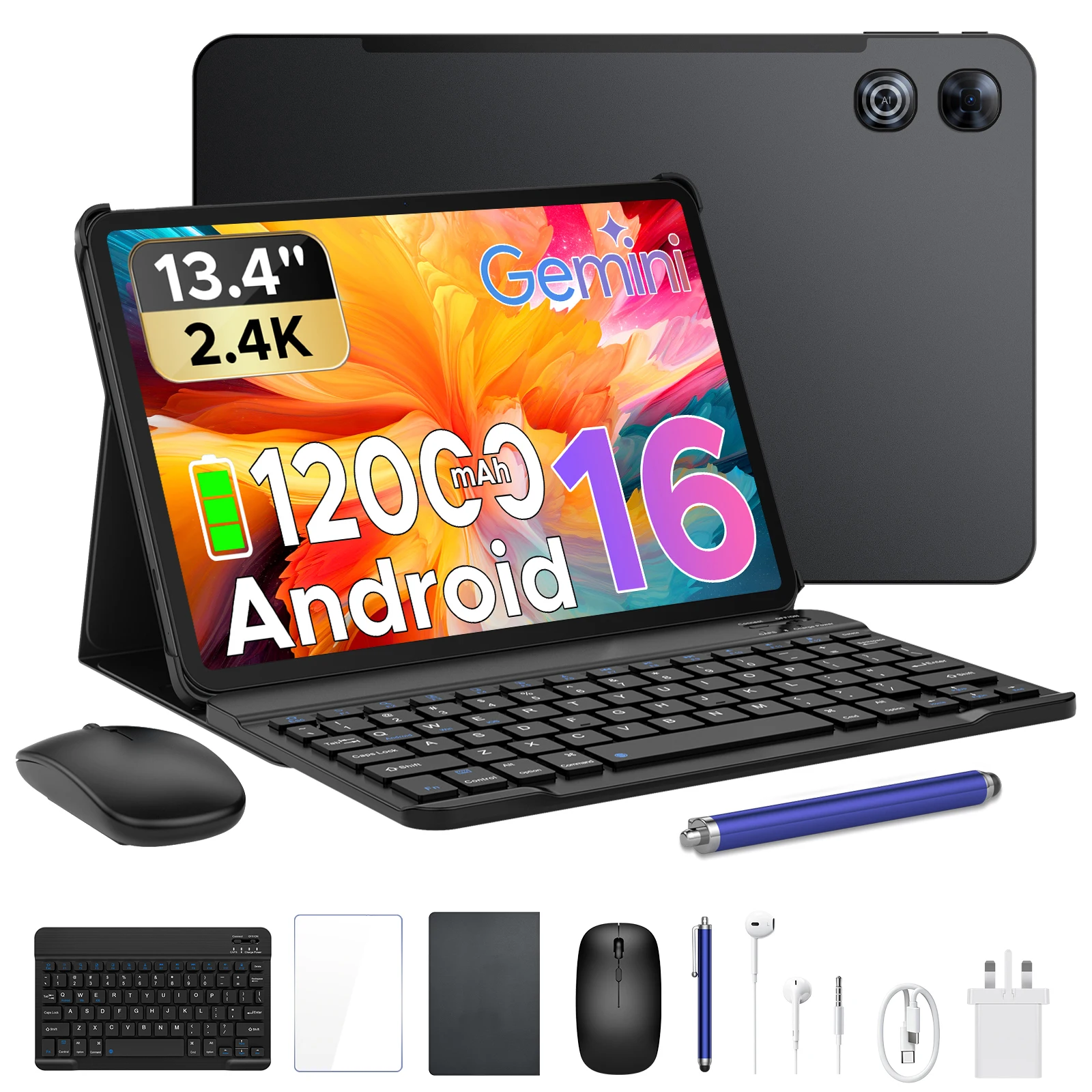 POCKAM P13 2 in 1 Smart Tablet PC Gemini AI Android 16 13.4