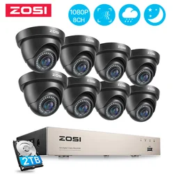 ZOSI 8CH 1080P Home Security Cameras System,H.265+ 8CH 5MP-Lite CCTV DVR 8pcs 2MP Surveillance Outdoor Indoor Dome Wired Cameras