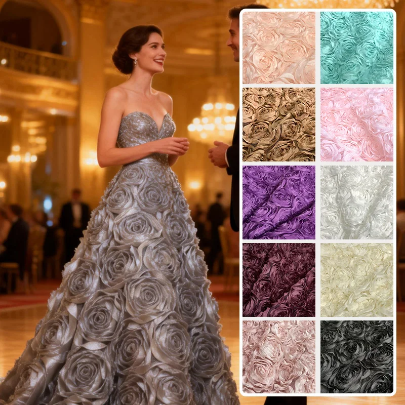 

Ткань 3D с цветочным кружевом и рельефными цветами (100/300/500 см) для пошива платьев, вечерних нарядов, штор и декоративных аксессуаров