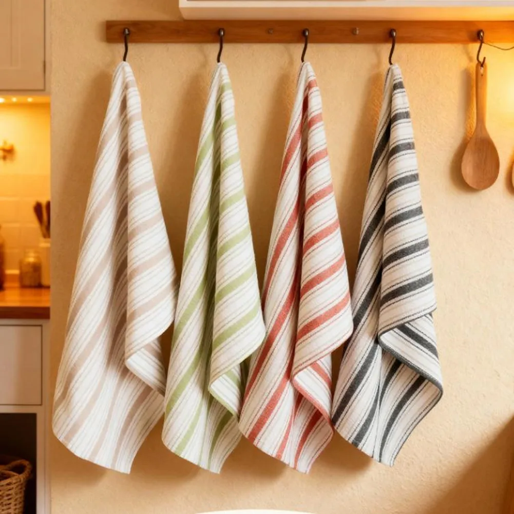 Multicolor Cotton Dish Wipe Set 4Pcs 18x25 Inch Soft Water Absorbing Kitchen Towels For Home Bathroom Table Washing Cleaning Use