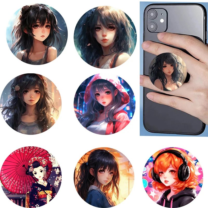 

New Rotating Phone Popping Anime Girl Stand Flexible Ring Stand Suitable For Apple, Huawei, Xiaomi Multi Functional Stand