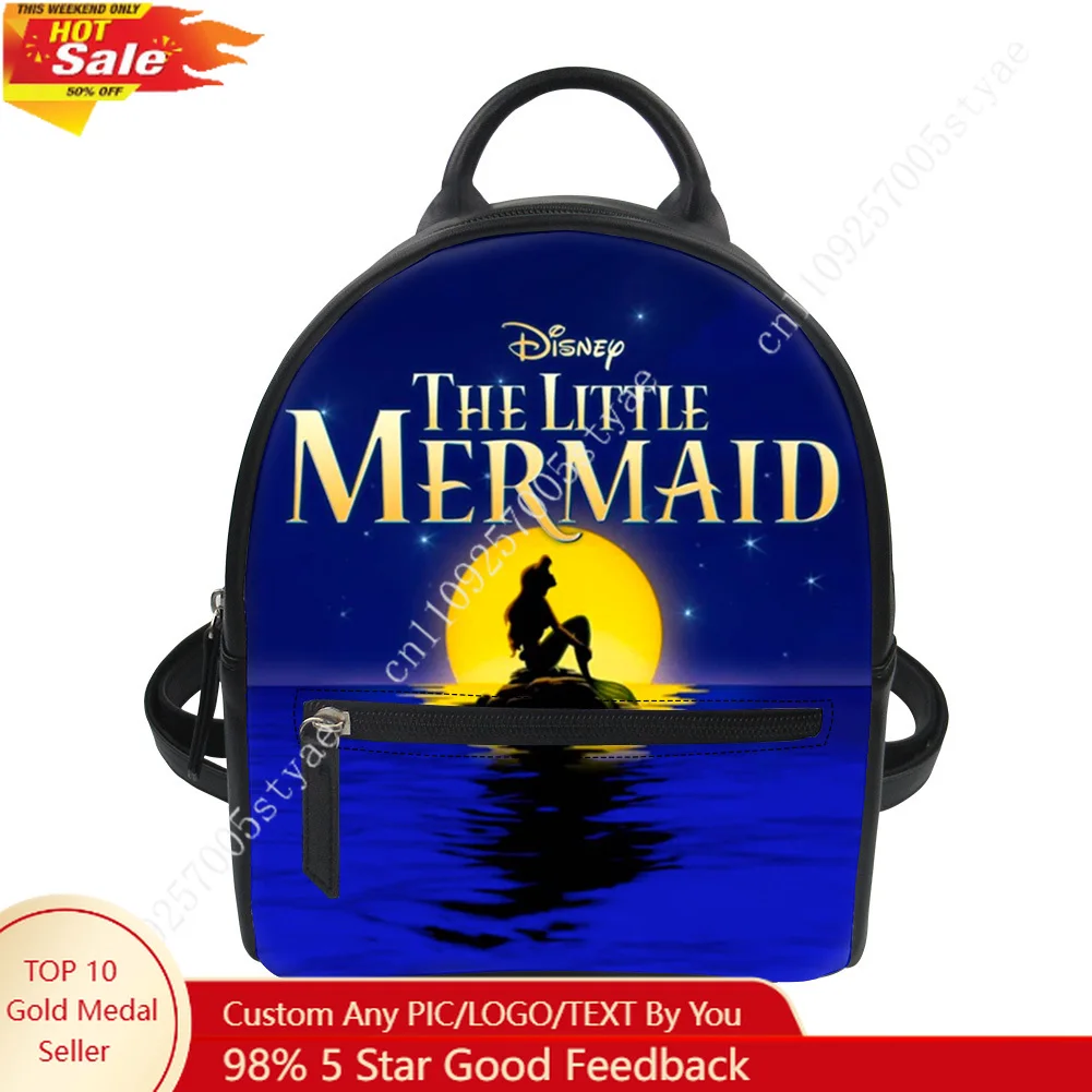 

Disney Ariel The Little Mermaid Backpack Purse Women Carter Schoolbags Double Shoulder Bag Mini Daypack Leather Travel Bag