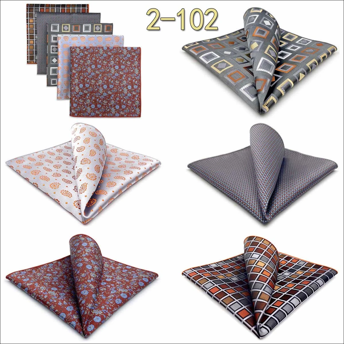 5 Pieces Mens Jacquard Pocket Square Set Multi Styles Handkerchief Suit Pocket Towel Hanky Vintage Business Accessories Gift