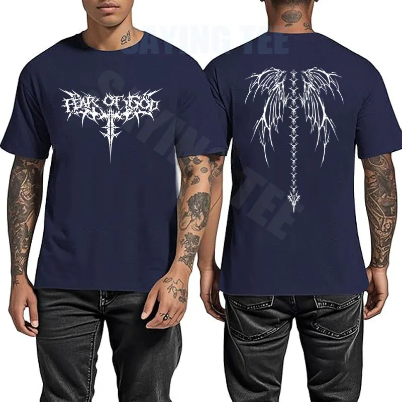 Y2K Wing Tattoo Metal Rock Streetwear T-Shirt aus weicher Baumwolle, cooler Humor, dunkle Gothic-Grafik, Bekleidung für Herren, kurzärmelige T-Shirts – Detail 13