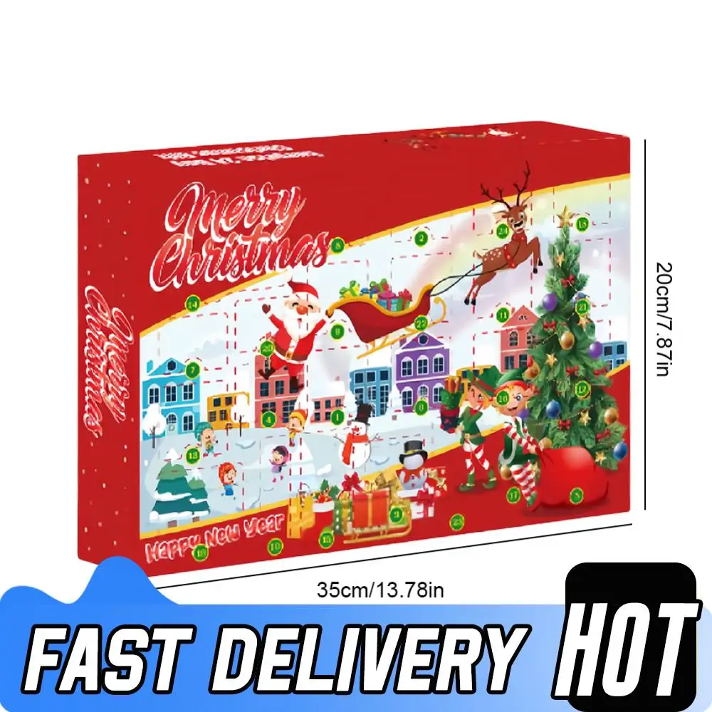 Quebra-cabeça de metal natal advento calendário presentes caixa de plástico metal quebra-cabeça de madeira natal contagem regressiva calendário caixa cérebro teaser brinquedo fidget