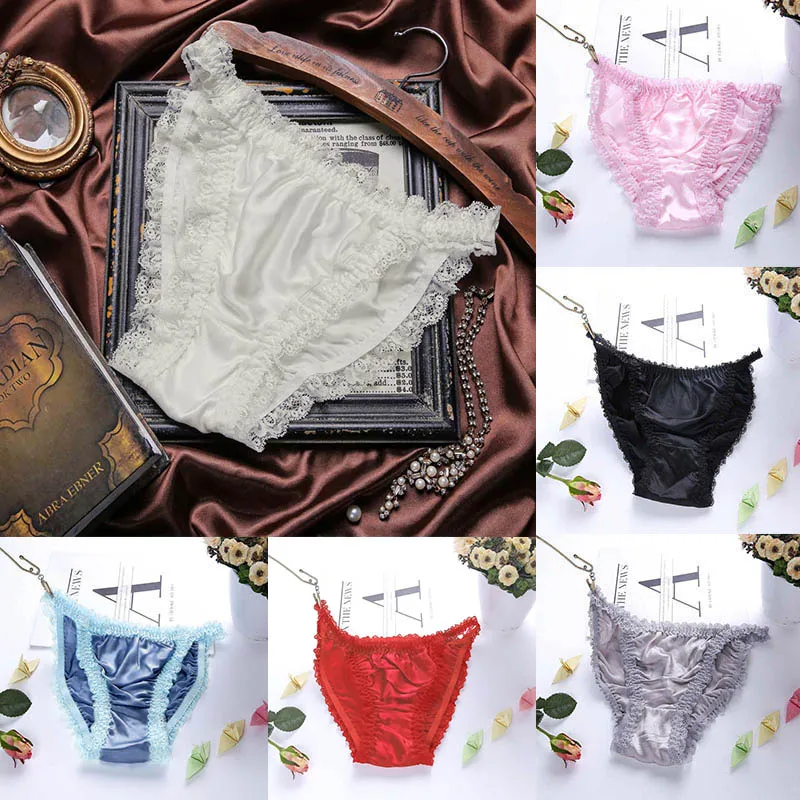 

Women 100% Silk Underwear Panties Lingerie Soft Silk Satin Solid Ladies Briefs Knickers G-String Lingerie Underpants Plus Size