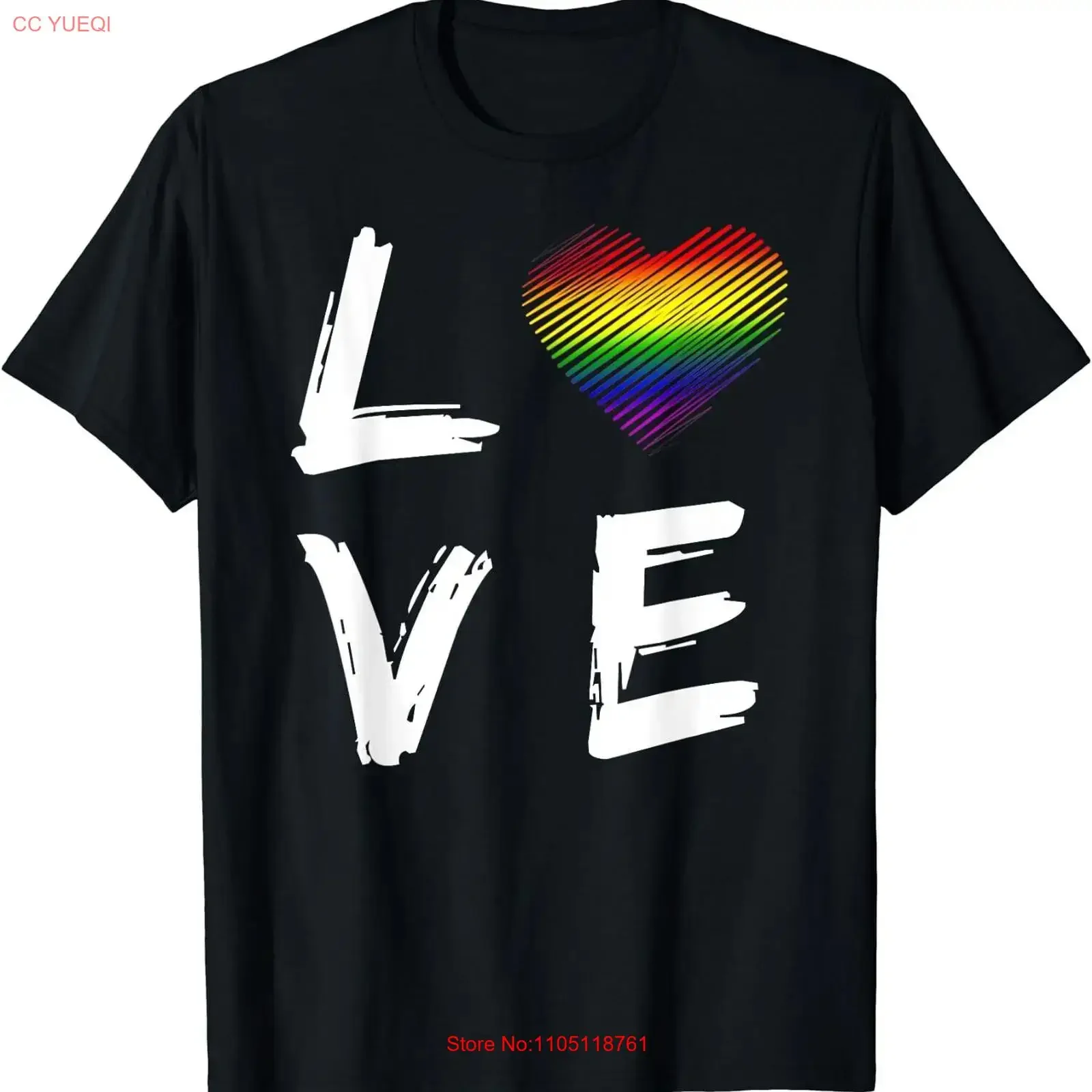 Love LGBT Pride Gay Lesbian Rainbow Heart T Shirt long or short sleeves vintage Washed designer clothes Comfortable Casual
