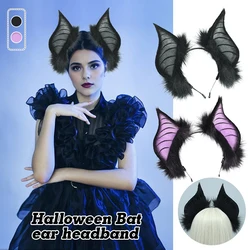 Gothic Faux Fur Bat Ear Headbands Halloween Fancy Dress Women Lolita Cosplay Costume Handmade Animal Furry Cat Ear Hair Hoop