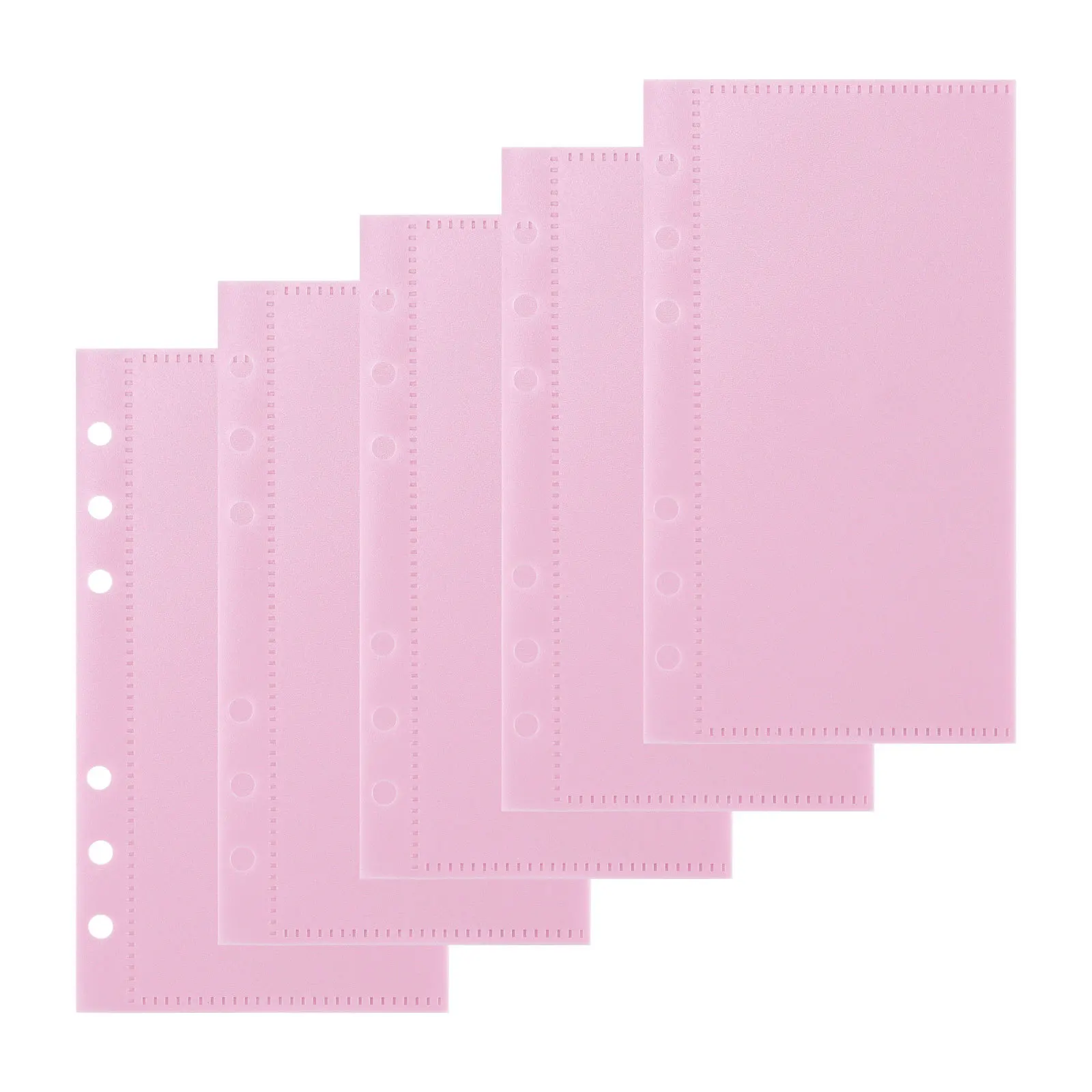 A6 5Pcs Pink Blue Pockets Binder Folders for 6Ring Notebook Divider Page Waterproof PVC Leaf Document Filing Bag