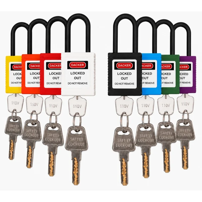 LOTO Insulated Safety Padlock with 2 Keys, Non-Conductive Shackle Lockout Tagout Lock for Electrical Equipment Maintenance
