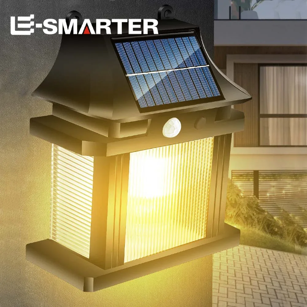

Solar Sensor Wall Light LED Garden Outdoor Fence Decoration Street Light With Human Body Sensor Landscape Stair Pathway Lamp
