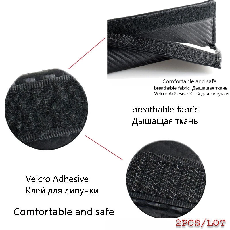 Carbon Fiber Leather Car Safety Belt Shoulder Cover Breathable Protection Cushion For Ssangyong Rexton Kyron Korando actyon car