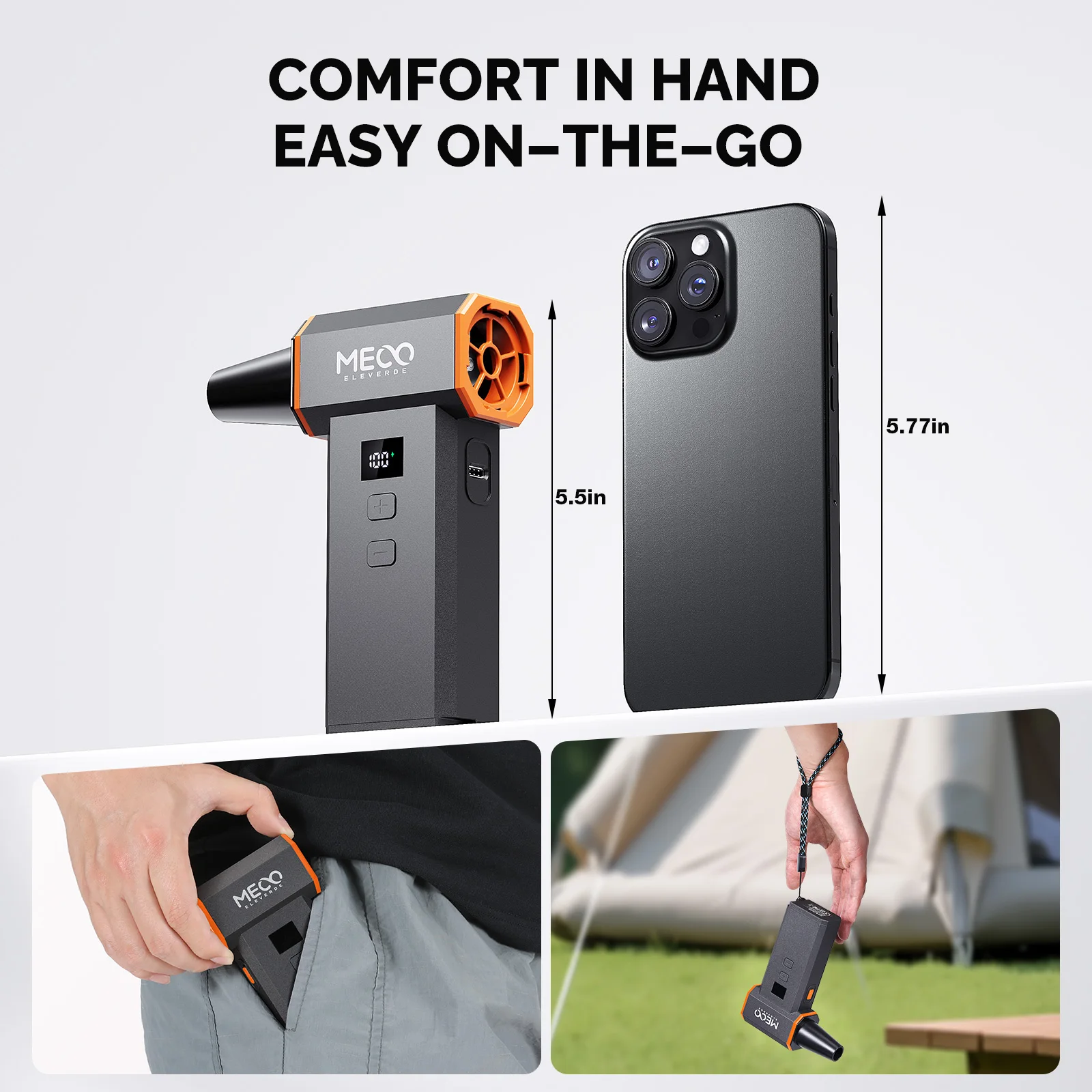 ME-CA3 220,000 RPM Electric Air Duster with Stepless Speed Adjustable LED Dual Display Cordless Dust Blower for Computer Home