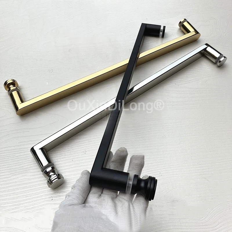 

Chromed/Black/Gold 304 Stainless Steel Shower Door Handles Glass Door Pulls Handles