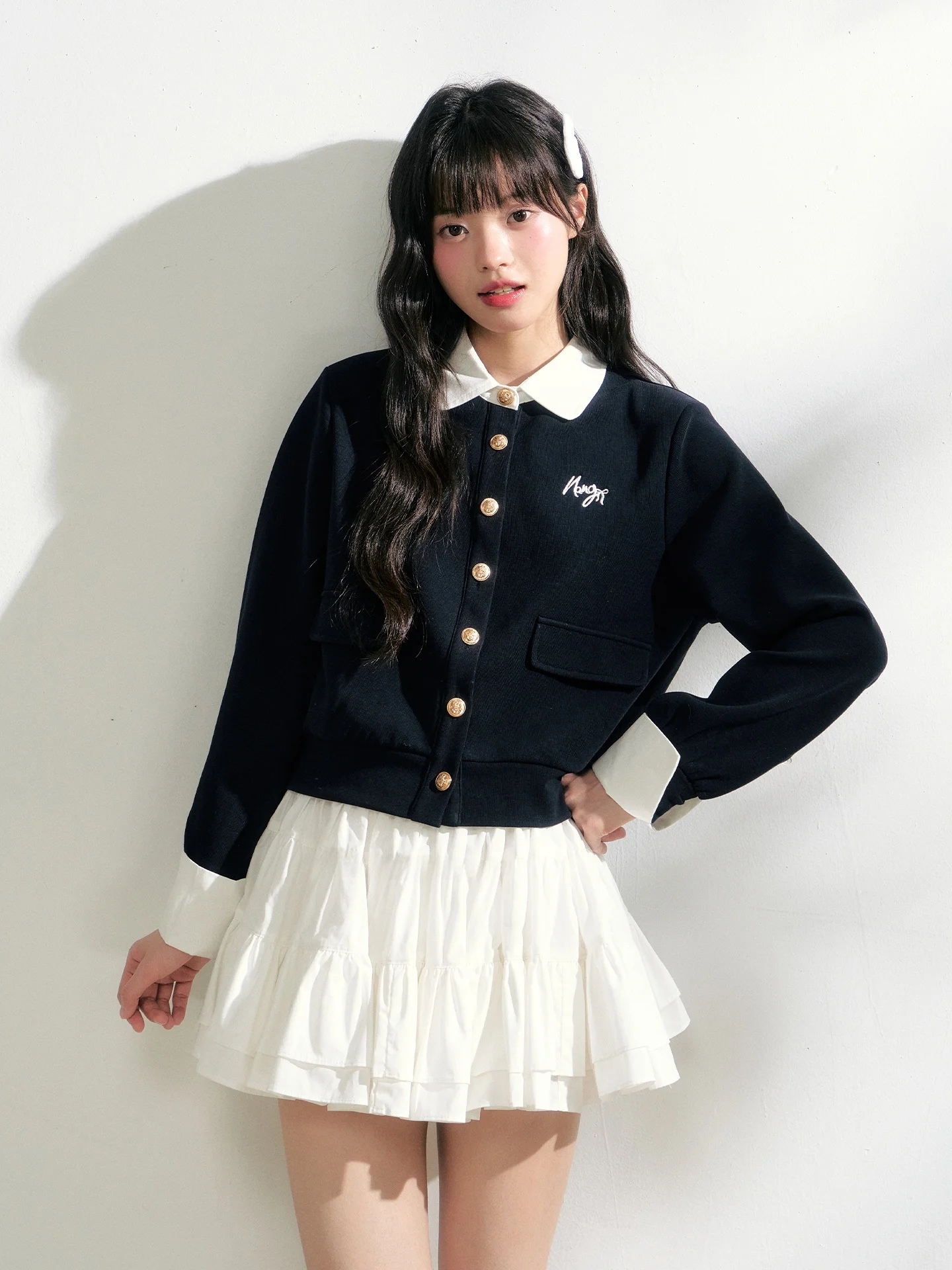 

NANGOON Knitted Fake Two-Piece Slimming Top Women's Faion Design Winter New Sle Versatile Long Sve Luxury Look