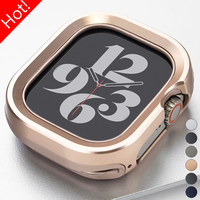 Aluminium Titanium Alloy Bezel TPU Case for Apple Watch Ultra 2 49mm 45mm 44mm 41mm 40mm Protective Cover Iwatch 9 8 7 6 SE 5 4