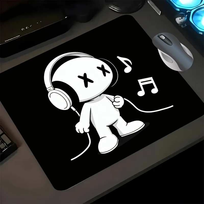 

1pc Music Producer Mouse Pad & Keyboard Mat - Non-Slip Surface, Cute DJ Headphones Design, Compact Desk Pad for Home Studio