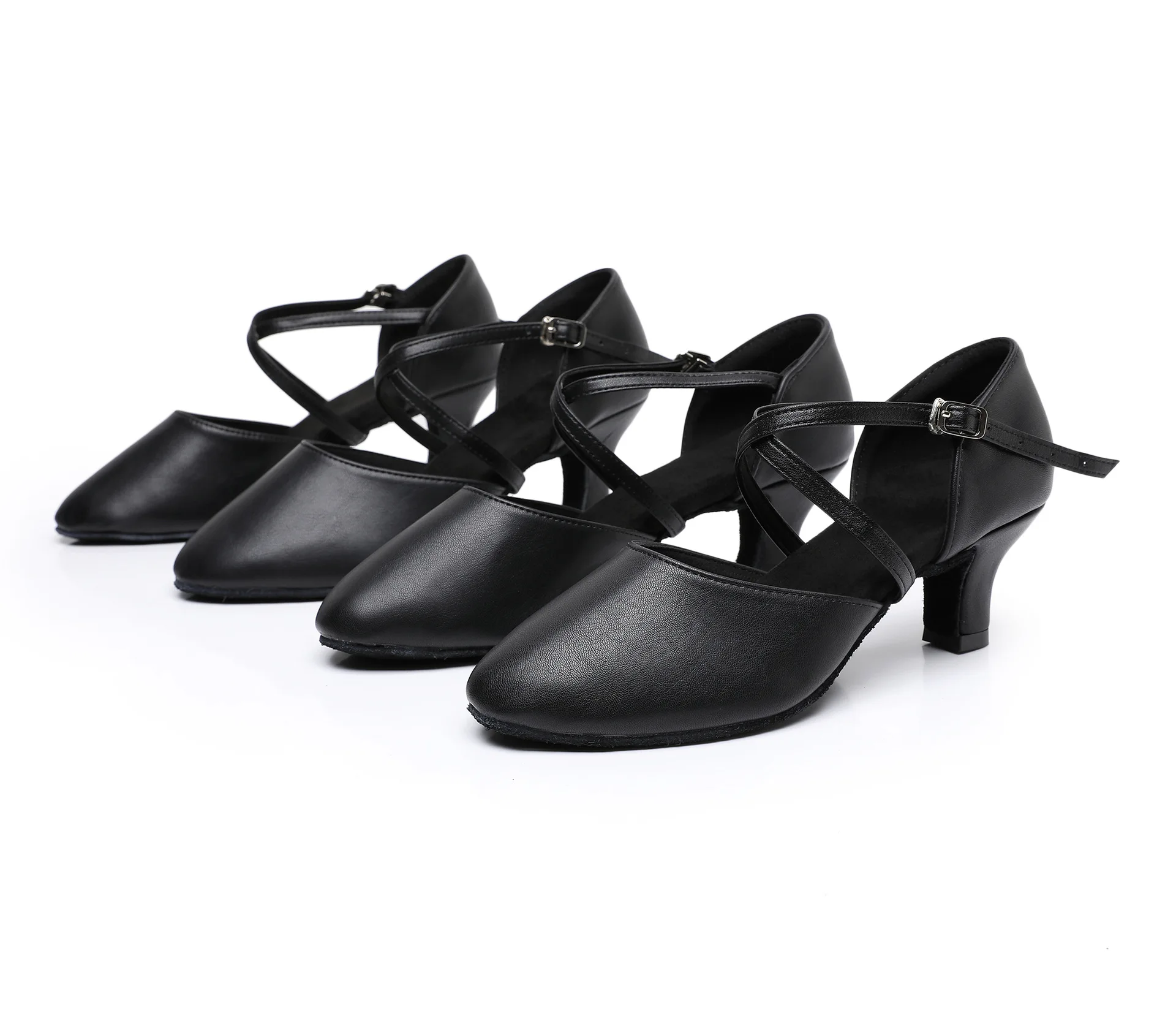 女性クロスストラップラテンダンスシューズ大人のインテリアハイヒールソフトソール社交タンゴ指導パフォーマンスダンスシューズ 5/7 センチメートル