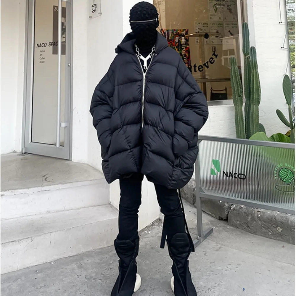 NIGO FHDX Diablo Style Bat Sleeve Down Jacket Men's Fall And Winter Loose Hooded Trend In The Long Thickened Jacket #NGTOP11338