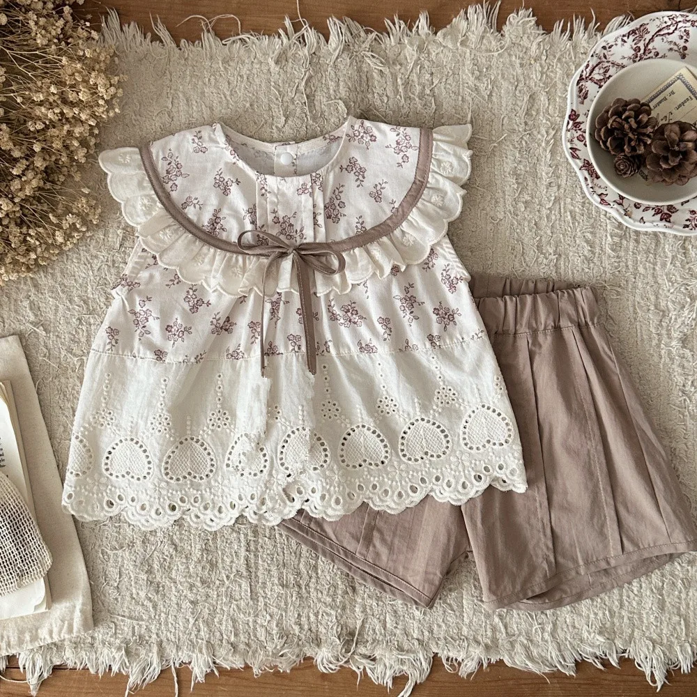 MILANCEL Summer Baby Shirt 6-24M Sweet Flower Girls Blouse Hollow Heart Loose Thin Toddler T-shirt Korean Infant Clothes