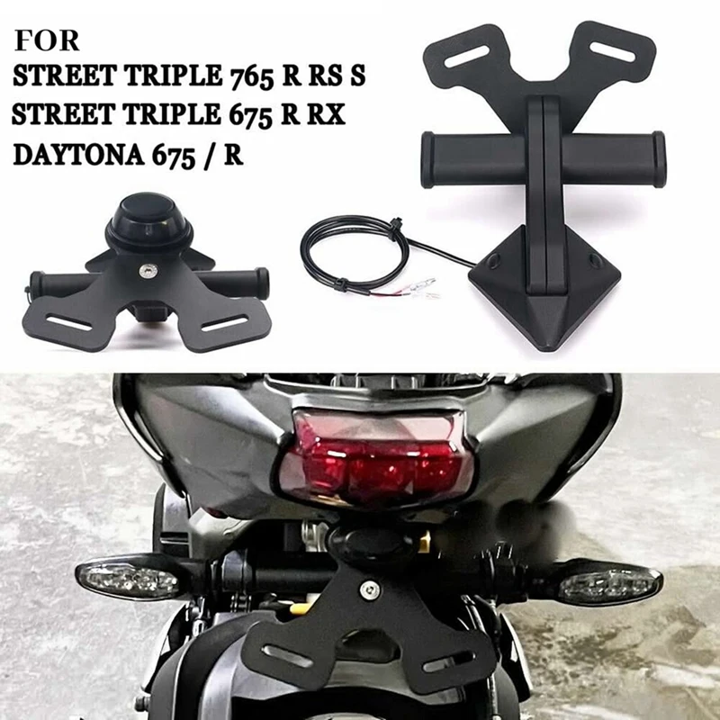 

Motorcycle Rear Short Tail Stock Tidy License Plate Holder Tailstock Bracket Kit For Street Triple 765 R RS S 675