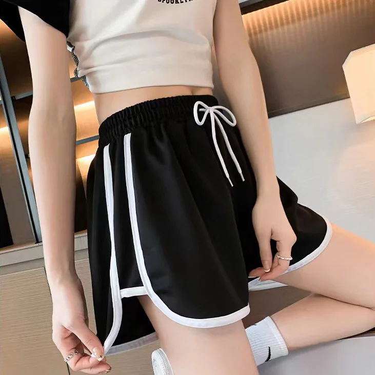 

High Waist Yoga Pants Women's Summer Casual Sports Shorts Loose Fit Korean Style Wide Leg Large Size Home Sleepwear