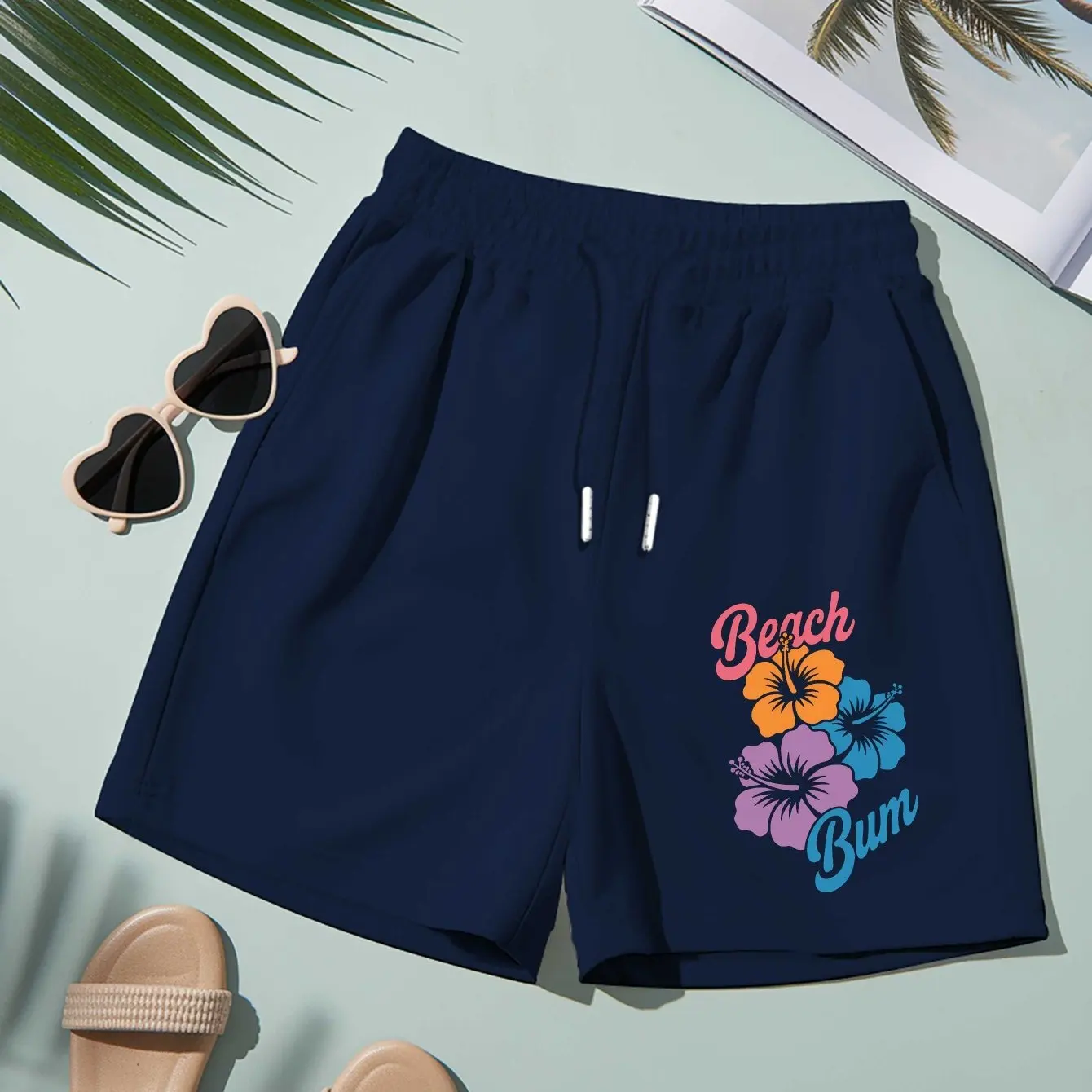 Women's Summer Flowers Print  Shorts Elastic Waistband Sweat-wicking and Breathable Suitable for Sports Running and Fitness