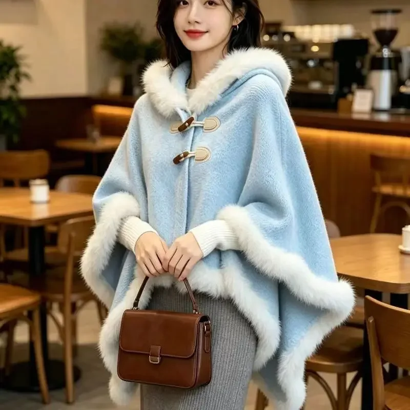 Women's Cheongsam with Autumn and Winter Thickened Warm Fur Collar Cape 2026 Wrap Temperament Commuting New Original Cape Shawl