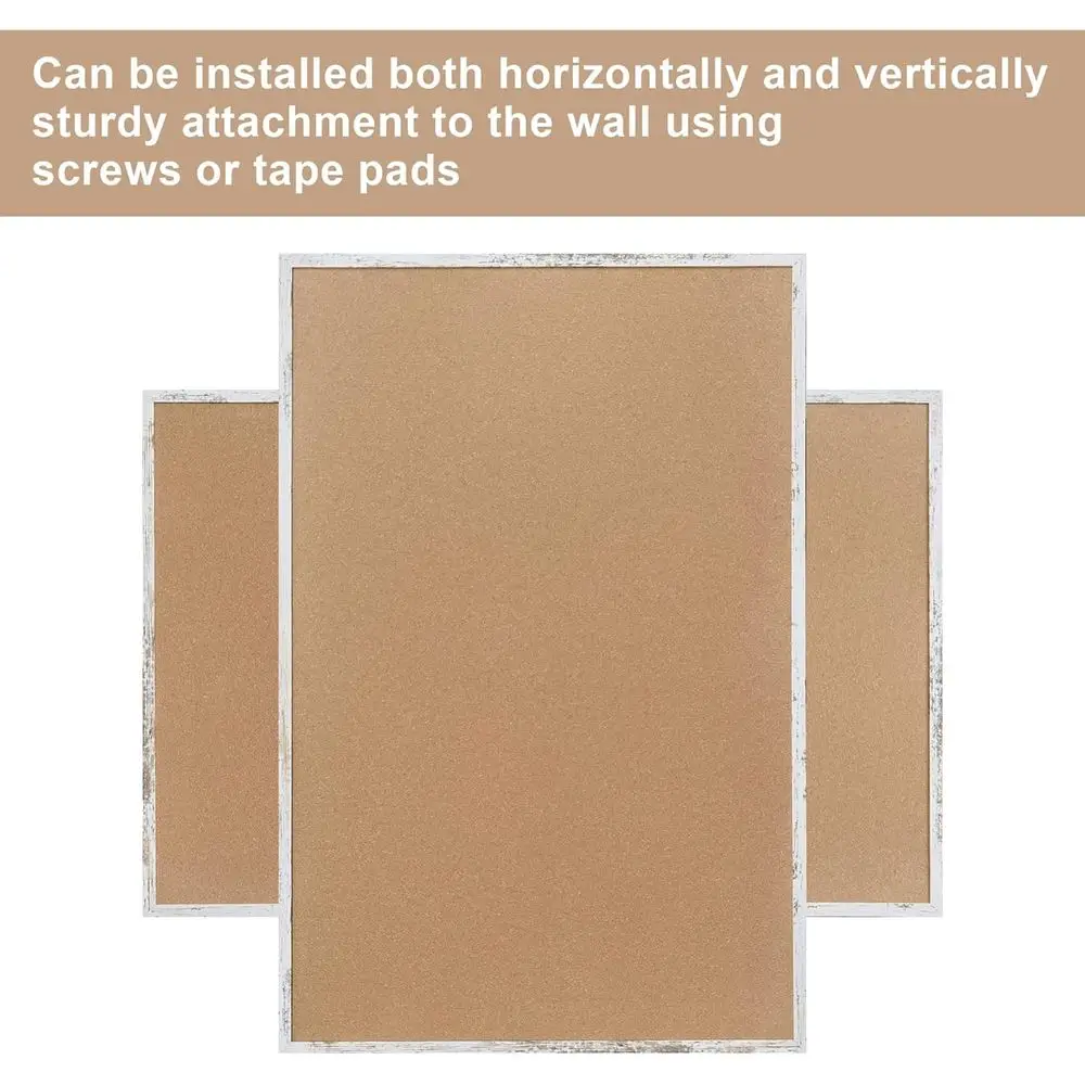 Large 48x32 White Framed Cork Board - Wall Mountable Message Center with 28 Pins