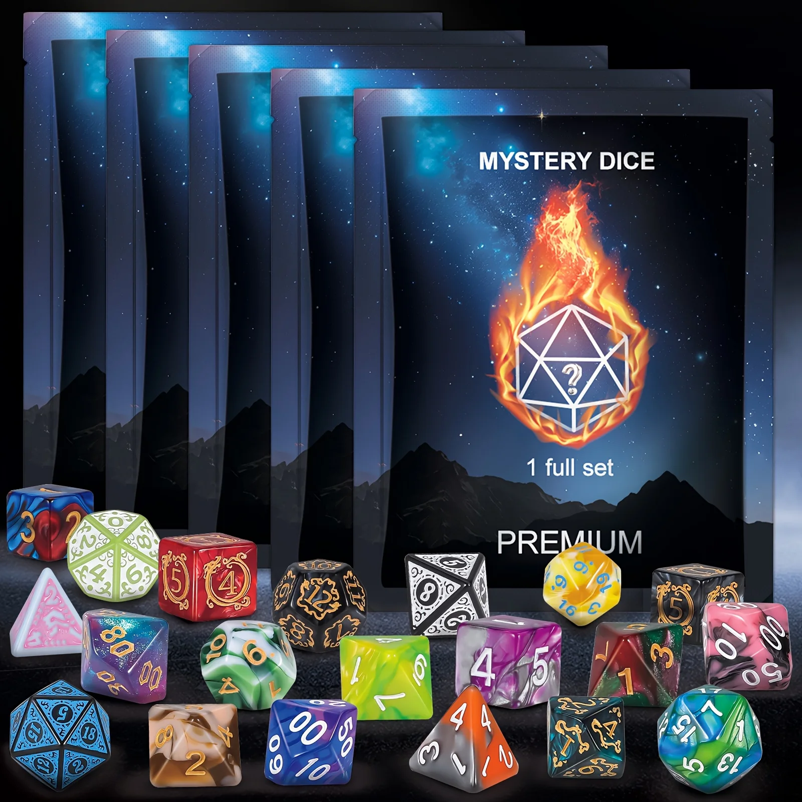 Juego de dados D&D de 8/40 piezas, que incluye 7/35 dados poliédricos y 1/5 bolsas de terciopelo creativas, para juegos de rol RPG