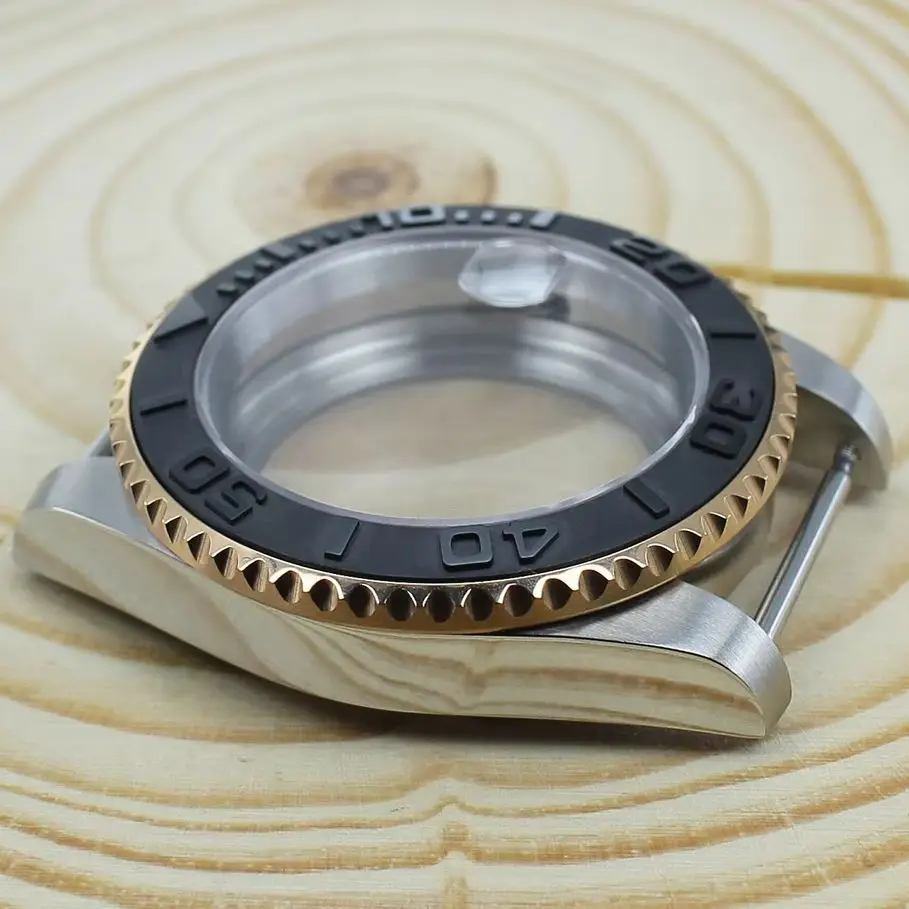 ตัวเรือนนาฬิกาเหล็กดำน้ำสุดหรูขนาด40มม. กระจกแซฟไฟร์กันน้ำสำหรับ Nh35 Nh36 NH34 4R36 8205เงินส่วน Master เรือยอช