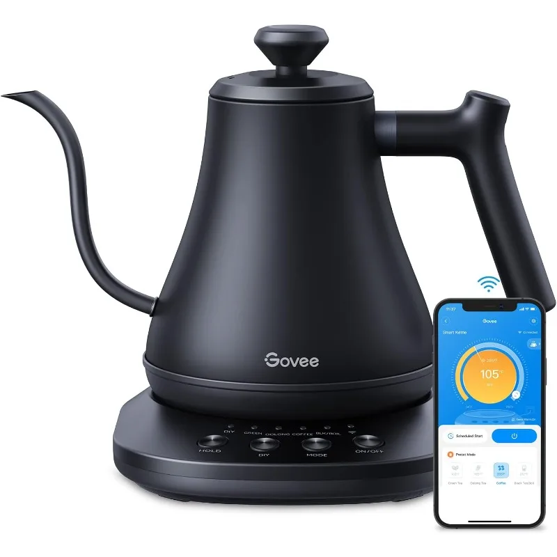 Govee Smart Electric Kettle, WiFi Variable Temperature Gooseneck Pour Over Kettle Tea Kettle, Alexa Control, 1200W Quick Heating