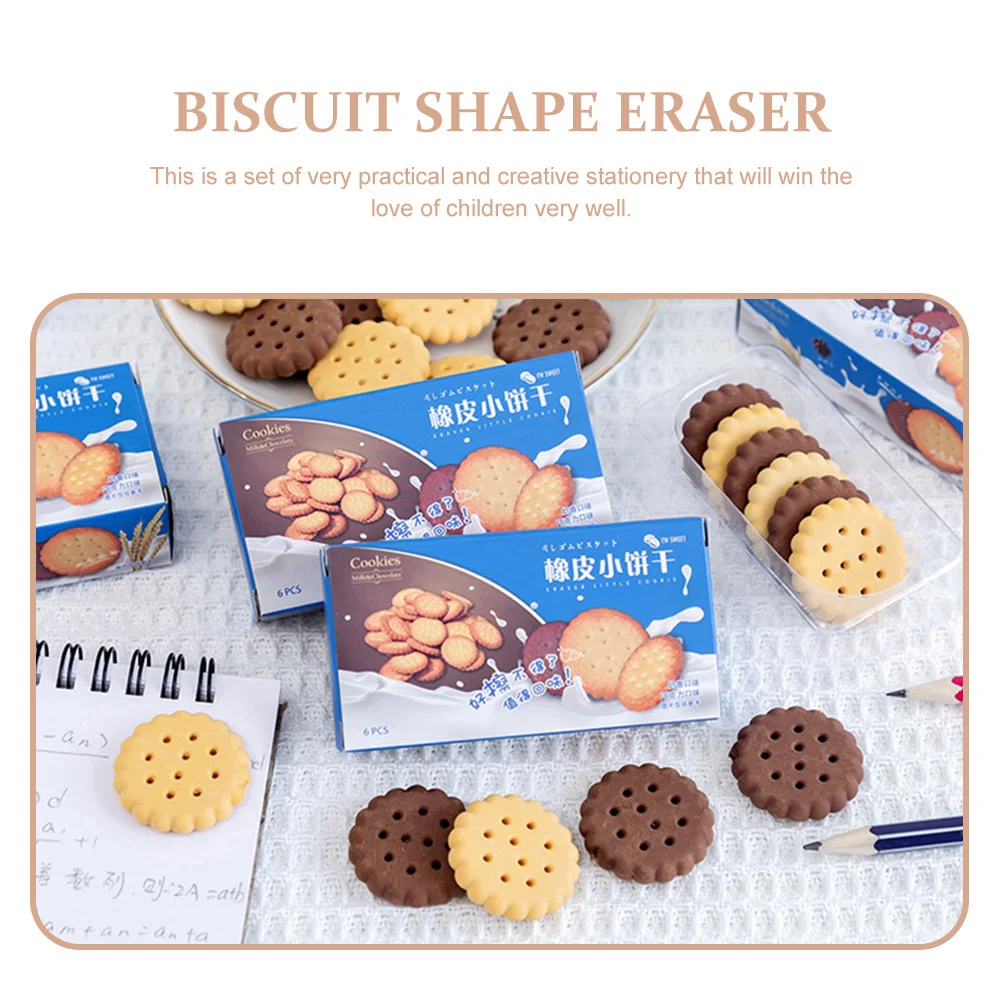 18Pcs Cartoon Biscuit Shaped Kids Erasers Durable Creative Stationery Children School Erasers Gifts Cartoon Eraser