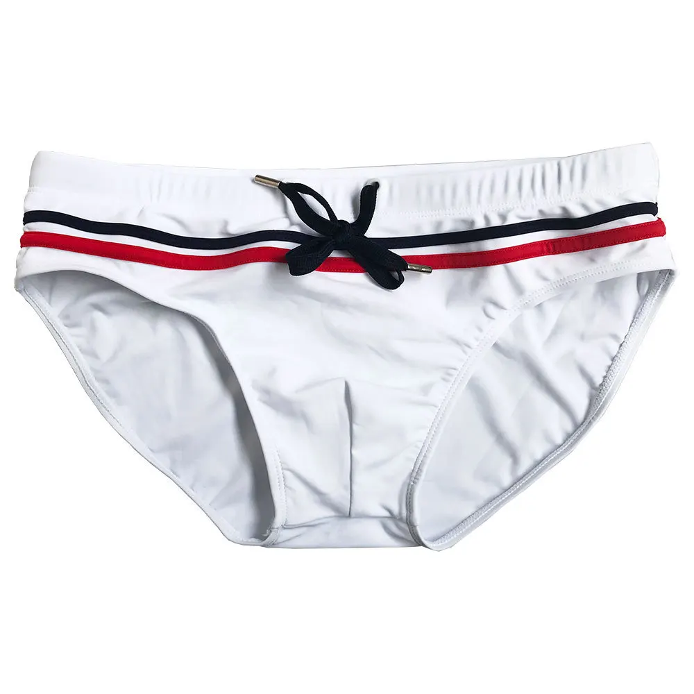 

2026UXH Men's White Triangle Nylon Swim Trunks Soft Summer Swimming Beach