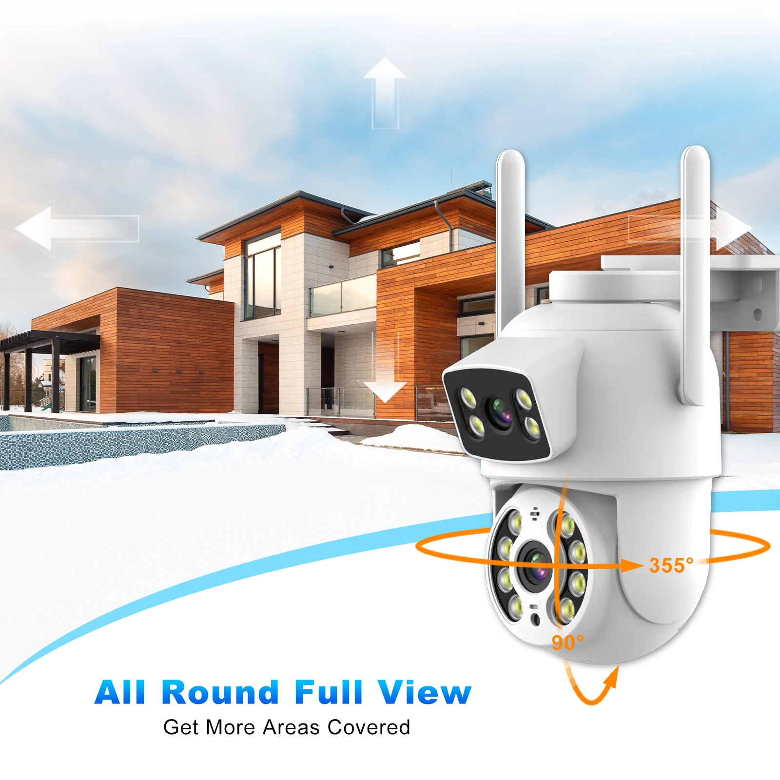 Outdoor Wireless 6MP Dual Lens WiFi IP Camera Home Security CCTV Video Surveillance Human Detect Dual Screen Icsee Tris home