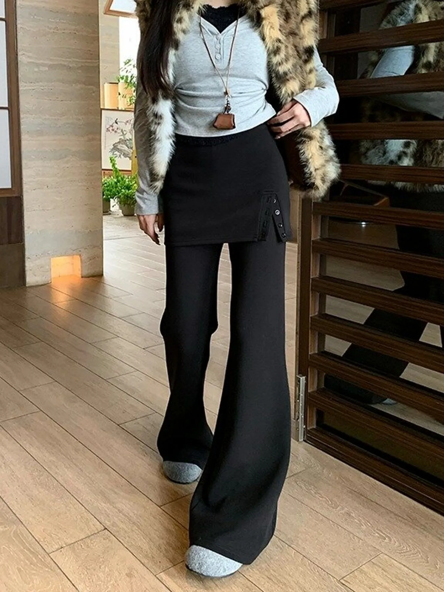 

Женские брюки-клеш с высокой талией, повседневные, в пол, весна-осень-зима, большие размеры, утягивающие, с широкими штанинами