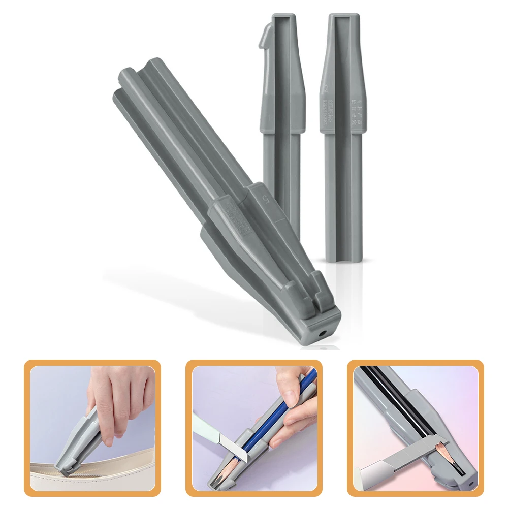 Taille-crayon en bec de canard, outil auxiliaire pour stylos de maquillage pour sourcils et lèvres, aide à l'affûtage, Angle de précision en plastique gris, 3 pièces