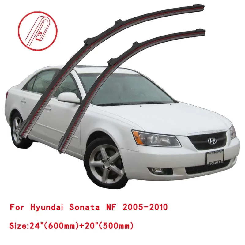 Limpiaparabrisas de goma doble para Hyundai Sonata YF LF DN8 Sedan Saloon 2009 2010 2012 2014 2015 2016 2018 2019 2022