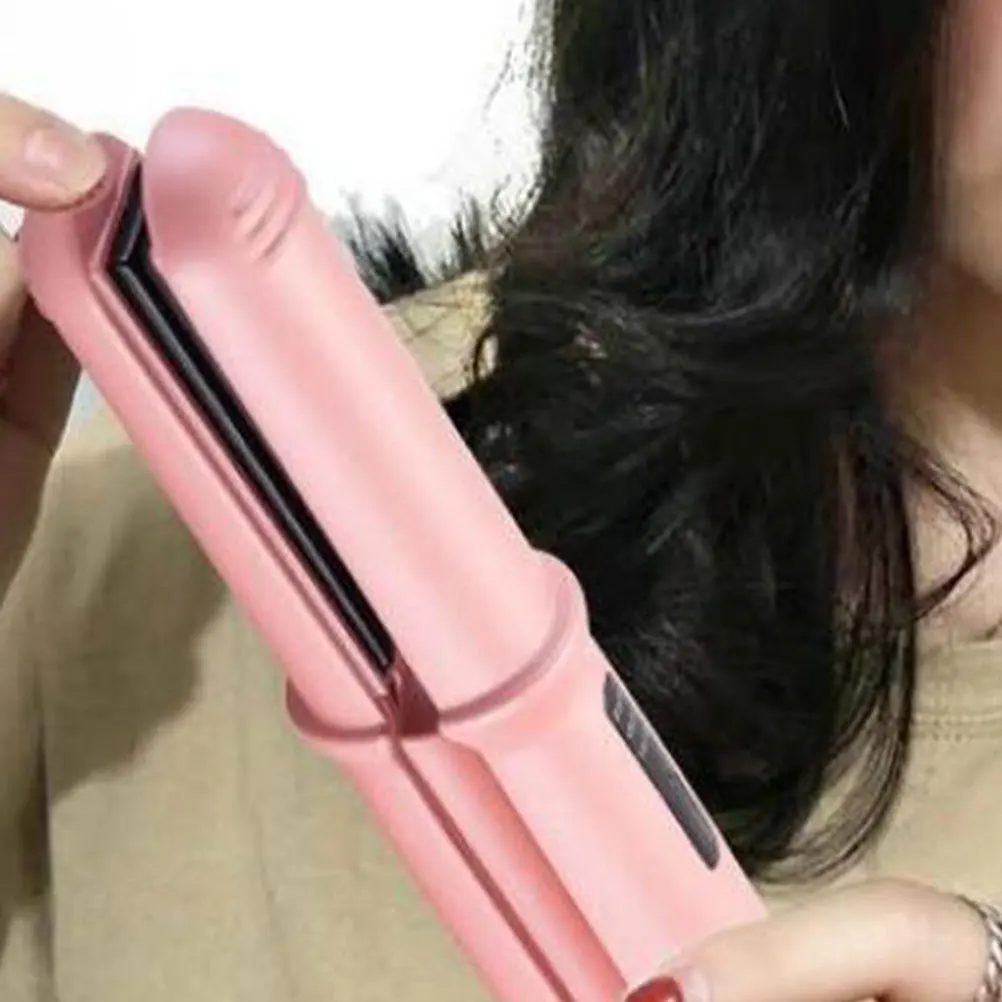 1pc Usb Hair Straightener Dual Use Pink Black Ceramic Heater Rapid Heat Up Led Display 360° Rotate Cord Home Professional