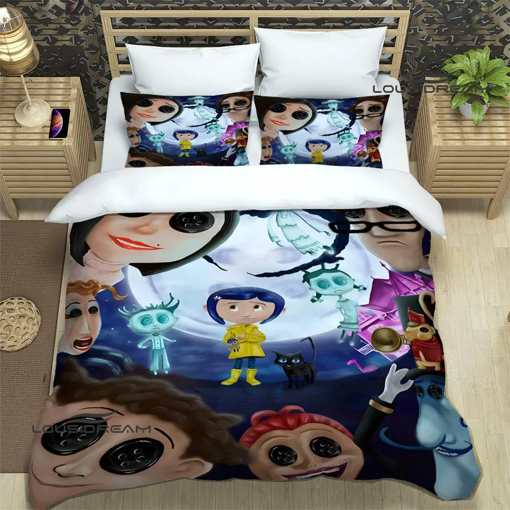 Imagem -05 - C-coraline Desenhos Animados Impressão Conjuntos de Cama Requintado Cama Suprimentos Capa de Edredão Consolador de Luxo Presente de Aniversário