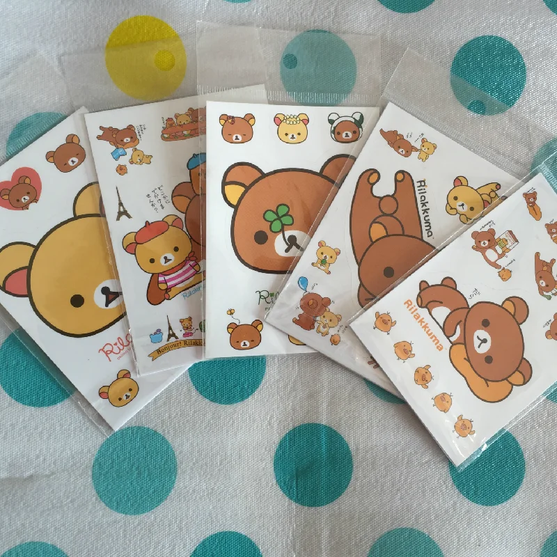 Random 10Pcs Kawaii Rilakkuma Stickers Cartoon Creative Styling Creative Styling Stickers Water Cup Mobile Phone Decoration Gift