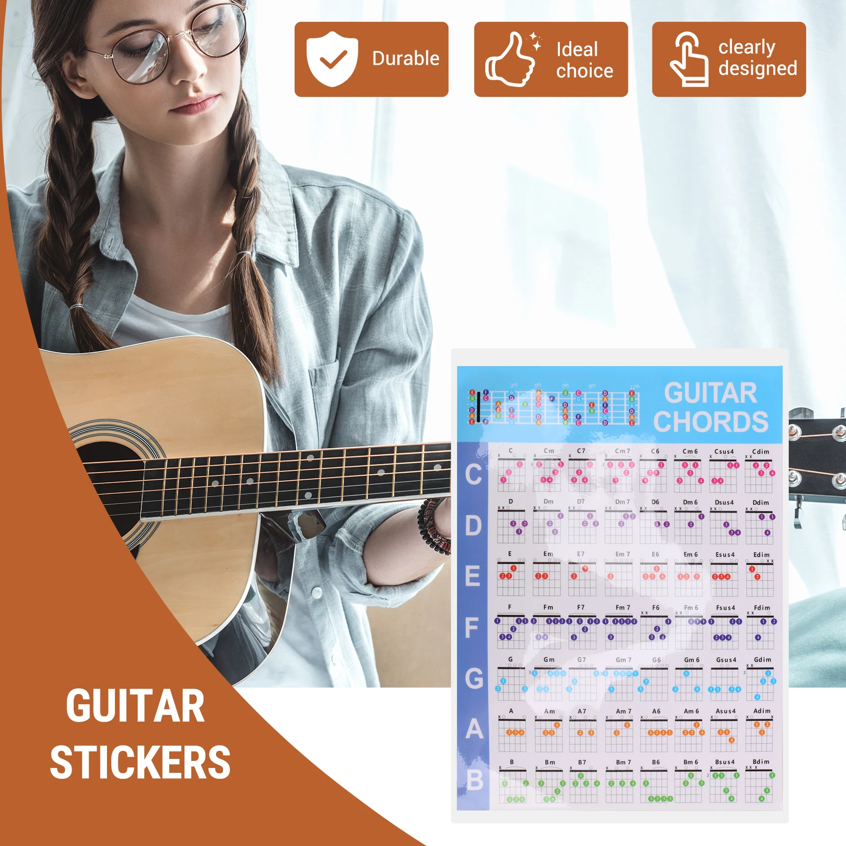 Экологически чистая акустическая гитара, шкала аккордов, диаграмма гитарных аккордов, диаграмма пальцев, уроки музыки для начинающих гитар, S