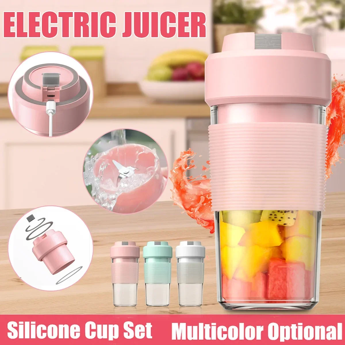 300ml Portable Electric Juicer Machine Usb Smoothie Mixer Mini Food Processor Personal Juice Cup