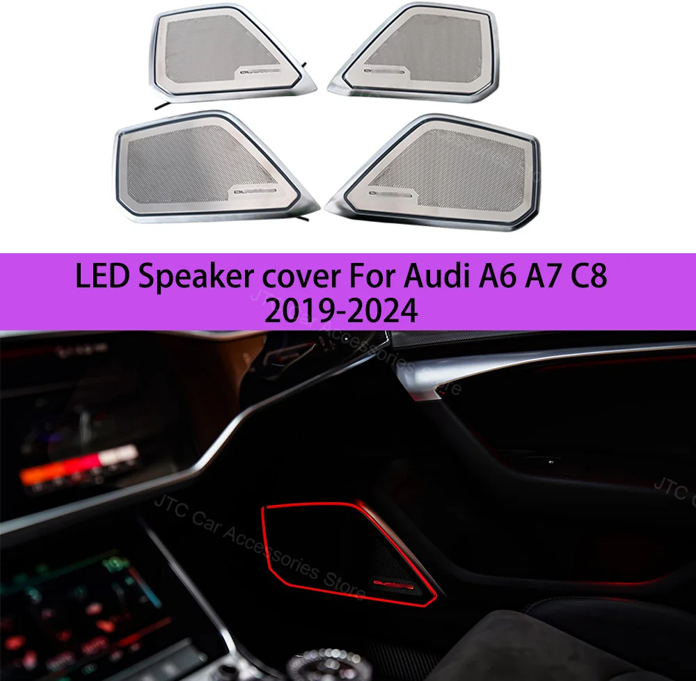 

Car Speaker Cover Suitable for Audi A6 C8 A7 2019-2024 Door Trim Panel 30 Colors LED Light Emitting Speaker Cover Auto Parts