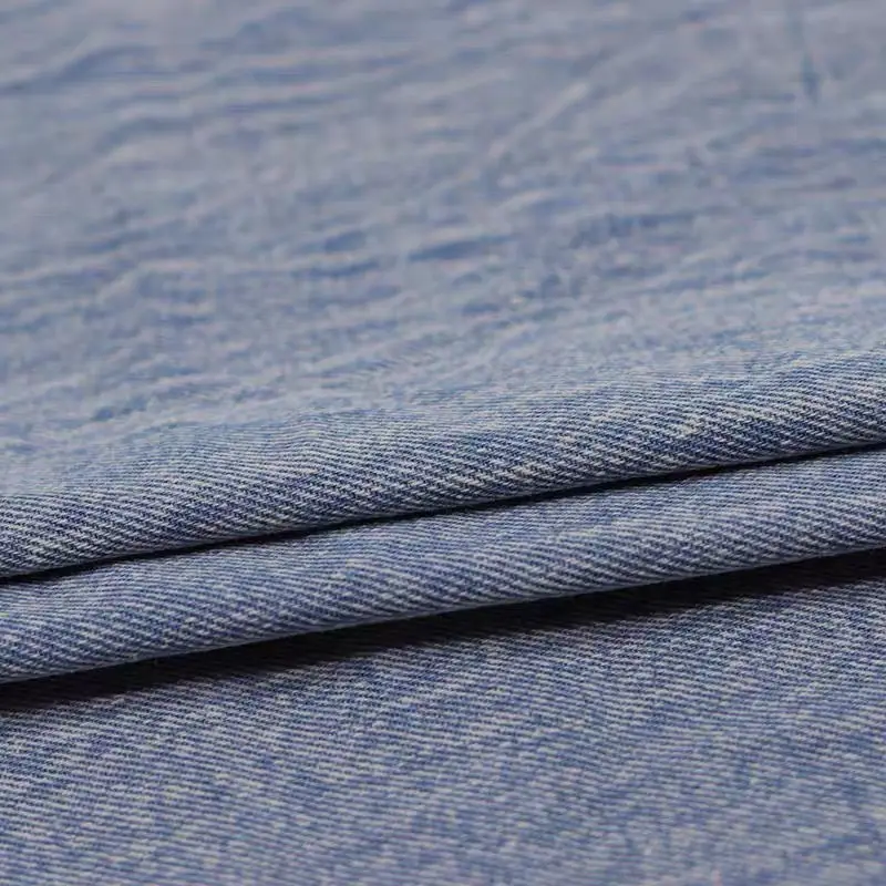 Washed Cotton Denim Fabric Make Old Texture By The Meter for Jeans Skirts Coats Bags Diy Sewing Cloth Comfortable Textile Blue
