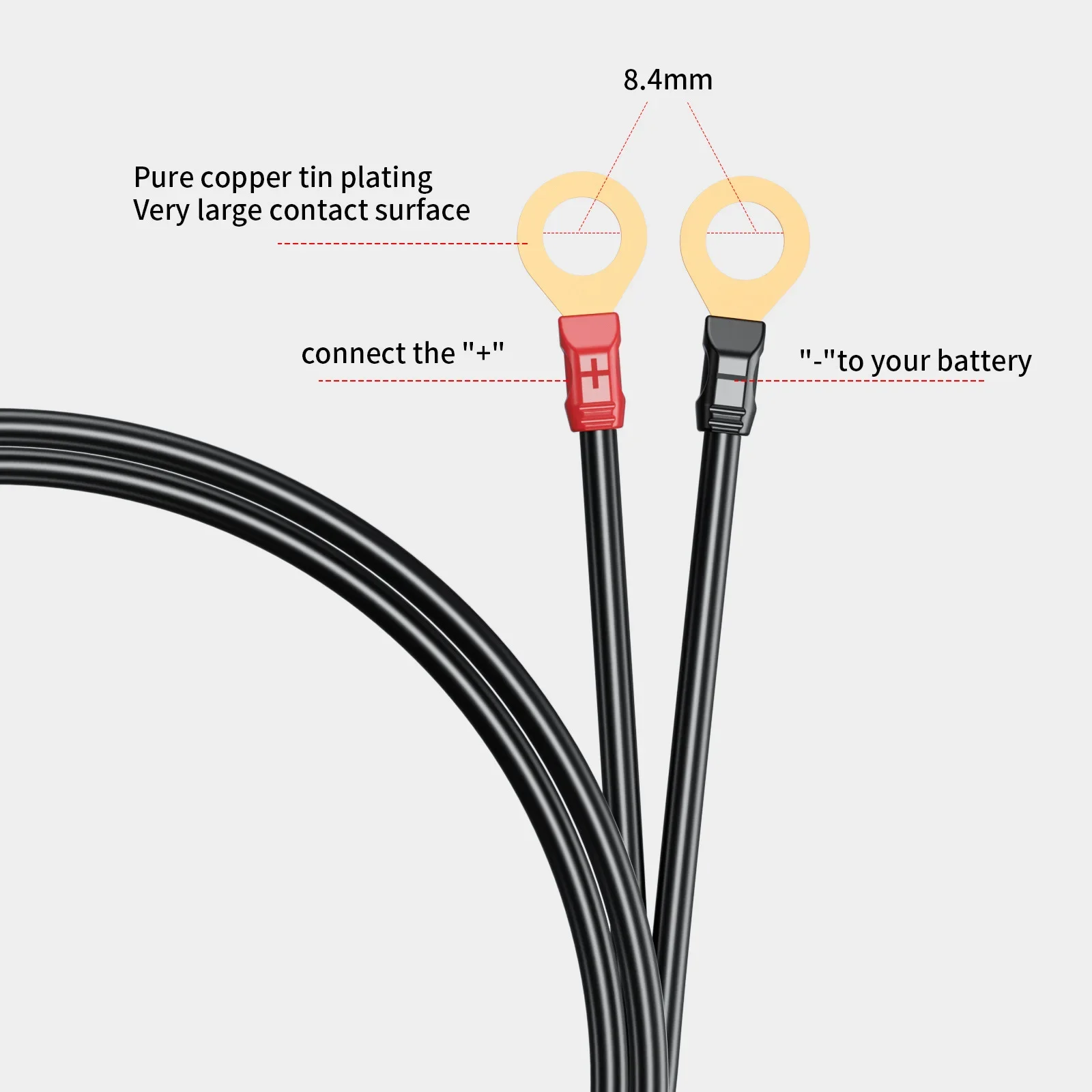 60cm SAE Extension Cable Adapter SAE to O Ring Terminal Harness Quick Disconnect 10A Fuse for Tractor Motorcycle Trucks Cars RV