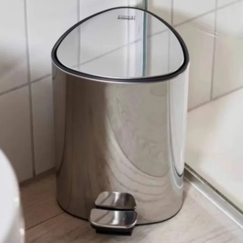 

Morden Trash Can Stainless Steel Foot Operated Trash Cans Luxury High Capacity Toilet Bins with Storage Box Bathroom Supplies