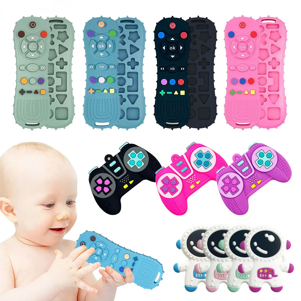 Montessori Baby Silicone Teether Toys Toddler Remote Control Shape Teething Educational Toys for Boys Girls Xmas Gift