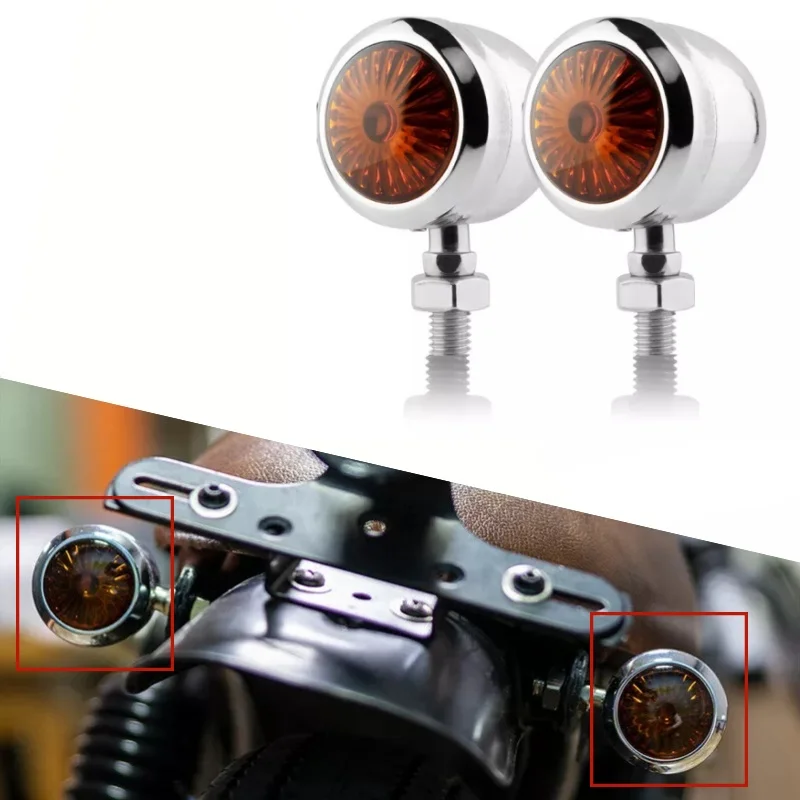 2 قطعة 12 فولت كروم دراجة نارية رصاصة بدوره إشارة مؤشر ضوئي لمبة العنبر الوامض 10 مللي متر مؤشرات إضاءة الدراجة النارية #1